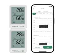Freshliance Bluetooth Temperature and Humidity Data Logger, Fridge Freezer Thermometer Hygrometer, Digital Remote Temperature and Humidity Monitor with Smart App Data Analysis Pack of 2