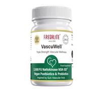 FRESHLITE VascuWell™ Complete Daily Circulation Formula - High Strength NSK-SD®Nattokinase 2500FU, Vegan Postbiotics & Prebiotics - Heart & Blood Pressure Support, 60 Vegan Capsules, Made in Japan