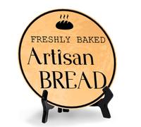 Freshly Baked Artisan Bread (5 x 5“) Circle Table Sign with Acrylic Stand | Cafe & Home Décor