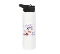 Freshly Bood with Scream and Sugar Cute Ghost Witch Cat Bats Stainless Steel Insulated Water Bottle