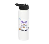 Freshly Bood with Scream and Sugar Funny Halloween Ghost Cat Stainless Steel Insulated Water Bottle