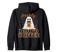 Freshly Boo'd with Scream and Sugar Halloween Ghost Coffee Zip Hoodie