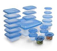 FRESHLY CONTAINED 21 Pack Plastic Food Containers - BPA-Free Reusable Storage Box Set with Lids - Airtight Containers for Kitchen, Pantry, Meal Prep and Lunches - Microwave/Freezer Safe
