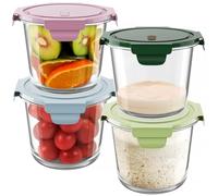 Freshmage 23oz Glass Meal Prep Containers with Lids, Airtight 3-Cup Glass Storage Containers Set, Heat-Resistant BPA-Free for Soup, Leftover, Microwave, Dishwasher, Fridge and Freezer Safe (4 Packs)