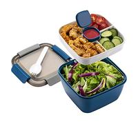 Freshmage Salad Lunch Container To Go, 52-oz Salad Bowls with 3 Compartments, Salad Dressings Container for Salad Toppings, Snacks, Men, Women (Blue)
