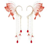 FRESHME Butterfly Elf Ear Cuffs - Fairy Ear Cuffs with Tassel Non Pierced Mermaid Ears for Women Renaissance Accessories, One Size, Resin, No Gemstone