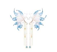 FRESHME Elf Fairy Ear Cuffs - Butterfly Wings Elven Ear Cuffs with Tassel Renaissance Halloween Cosplay Renfaire Accessories, Resin, No Gemstone