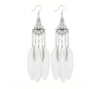FRESHME Native American Earrings for Women - Boho Feather Dangle Ethnic Indian Drop Jewelry for Music Festival Birthday, One Size, FEATHER, No Gemstone