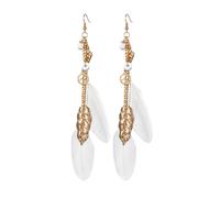 FRESHME Native American Earrings for Women - Ethnic Boho Feather Dangle Jewelry with Tessel for Birthday Party Photoshoot, One Size, FEATHER, No Gemstone