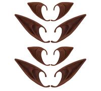 FRESHME Renaissance 4 Pairs Brown Fairy Pixie Ears - Short and Long Silicone Elf Ears Set for Women Cosplay Halloween Christmas Renaissance Anime Vampire Masquerade Dress Up Props Costume Accessories