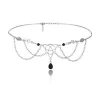 FRESHME Renfaire Accessories Circlet Headpiece - Celtic Knot Head Chain Vintage Black Forehead Chain Fairy Crown Halloween Renaissance Dress Up Cosplay Medieval Witchy Viking Costume