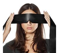 FRESHME Satin Sleep Mask - Comfortable Eye Mask Blindfold for Women Men Soft Adjustable Blackout Eye Cover Shade for Night Sleeping Travel Meditation Pure Black Valentine's Day Gift 160cm/63in