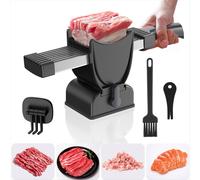 FreshMeat Slicer, Manual Meat Slicer for Fresh Raw Meat, Meal Prep for the Week, Adjustable Thickness 2mm or 4mm Black