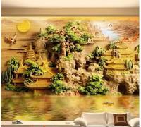 Freshness Elegance Jade Pavilion Landscape 3D Wallpaper Luxury Silk Study Dining Feature Sofa Grey Bedroom Living Room Tv Decorative Wall-250cm×170cm