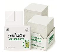 Freshware 250 Count Disposable Cocktail Napkins, Beverage Napkins, 2-Ply Paper Napkin for Bar, Wedding, Party, Restaurant & Everyday Use, 1/4 Fold, White, 4.9 x 4.9 Inch