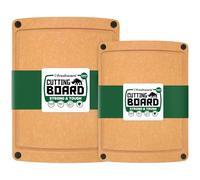 Freshware Wood Cutting Boards for Kitchen, Juice Groove, Non-Slip Silicone Feet, Dishwasher Safe, Medium 12" x 9" and Large, 15" x 11.25", Set of 2, Natural