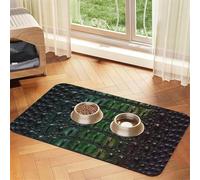 Freshwater Crocodile Bone Skin Animal,Waterproof Pet Feeding Mat,PU Leather Placemats for Cat Dog Water Bowl,Food Mats,40x60cm