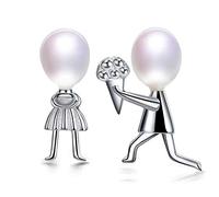 Freshwater Cultured Pearl Earrings For Girlfriend, Married Fine Stud Earrings, 925 Silver Figure Pearl Jewelry