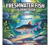 Freshwater Fish Coloring Book: Relaxing Illustrations of Bass, Trout, Catfish, Perch and River Life Scenes