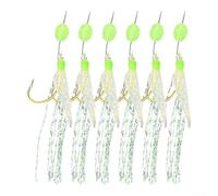 Freshwater Fishing Rigs Set of 6 Featuring Mackerel Feathers and Luminous Hooks with Elastic Fish Skin, Suitable for Bass and Cod For Sabiki Rig Fishing (17#)