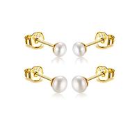 Freshwater Pearl Earrings Tiny Small Mini 3 mm 4 mm 5 mm Real White Freshwater Cultured Pearl Earrings Stud Earrings 925 Sterling Silver Gold-Plated Pearl Earrings Pearl Stud Earrings for Girls
