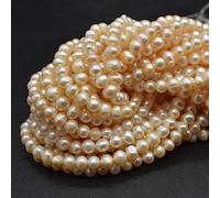 Freshwater Potato Round Pearl Beads - Light Pink, Peach - 5mm - 6mm - 14.5'' Strand