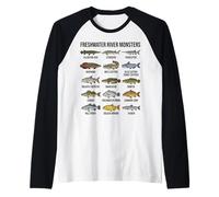 Freshwater River Monsters Large Freshwater Fish Species Raglan Baseball Tee
