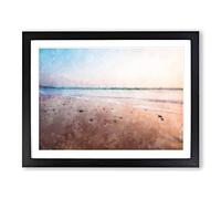 Freshwater West Beach In Wales Painting Modern Art Framed Print | A3 Black Framed Wall Art | Ready to Hang | Modern Beach Picture | Living Room Bedroom Lounge Office