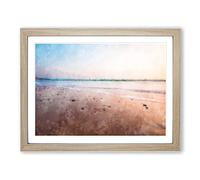 Freshwater West Beach In Wales Painting Modern Art Framed Print | A3 Oak Framed Wall Art | Ready to Hang | Modern Beach Picture | Living Room Bedroom Lounge Office