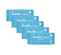 FreshWipes Antibacterial Body Wipes For Adults 5 Pack (60 Wipes) - Coconut Scent - Large Biodegradable Wet Wipes - Dermatologically Tested & Suitable for the Elderly or Disabled - Great for Camping