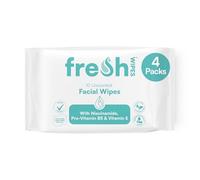 FreshWipes Facial Wipes for Adults 4 Pack (40 Wipes) - Unscented - Biodegradable Wet Wipes - Dermatologically Tested & Infused with Niacinamide, Pro-Vitamin B5, and Vitamin E