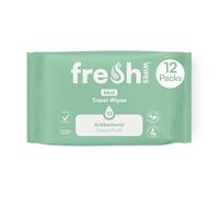 FreshWipes Mini Antibacterial Body Wipes for Adults 12 Pack (120 Wipes) - Biodegradable Wet-Wipes - Dermatologically Tested & Suitable for the Elderly or Disabled - Great for Camping (Ocean Fresh)