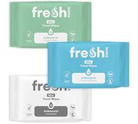 FreshWipes Mini Antibacterial Body Wipes for Adults 3 Pack Bundle (30 Wipes) - Biodegradable Wet-Wipes - Dermatologically Tested & Suitable for the Elderly or Disabled - Great for Camping