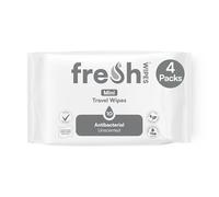 FreshWipes Mini Antibacterial Body Wipes for Adults 4 Pack (40 Wipes) - Biodegradable Wet-Wipes - Dermatologically Tested & Suitable for the Elderly or Disabled - Great for Camping (Unscented)