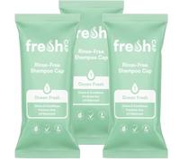 FreshWipes Ocean Fresh Shampoo Cap Pack of 3 - No Rinse for Elderly or Disabled - Cleanses & Conditions For No Shower Access, Camping & Festival Use - Dermatologically Tested
