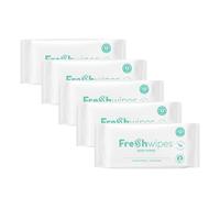 FreshWipes Unscented Antibacterial Body Wet Wipes For Adults 5 Pack (60 Wipes) - Extra Large Biodegradable - Dermatologically Tested & Suitable for the Elderly or Disabled - Great for Camping