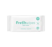 FreshWipes Unscented Antibacterial Body Wipes For Adults 1 Pack (12 Wipes) - Extra Large Biodegradable Wet Wipes - Dermatologically Tested & Suitable