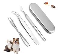 Fresilkora 3PSC Professional Stainless Steel Tick Remover, Tick Remover Tool Set, 2 in 1 Tick Remover with Storage Box, for Humans, Cats & Dogs, Tool Kit with Tweezers, Shovel & Storage Box