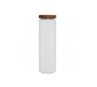 Freska 1600ml Clear Glass Kitchen Food Pasta Rice Biscuit Wooden Lid Storage Jar