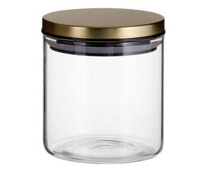 Freska 550Ml Rnd Clr Glass Storage Jar Gold Metal Lid