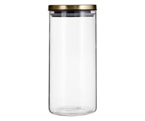 Freska Clear Glass Storage Jar with Gold Metal Lid, 1300ml