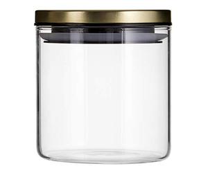 Freska Round Storage Jar 550 ml with Gold Metal Lid Transparent