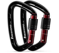FresKaro 25kN Screwgate Climbing Carabiner with UIAA and CE Certifications, Made of 7075 Aluminium, Lightweight, Rust-Proof and Heavy Duty, for Rappelling, Hiking etc, Black, 2pcs