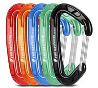 FresKaro 5pcs Carabiner Clips, caribeener clip Heavy Duty, Small Sturdy Key Keychain Accessory, Spring Snap Wire-gate Hook, 8kN 816kg, for Hiking, Camping, Not for Climbing, Mini Size (Rainbow)