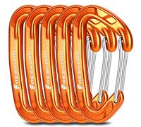 FresKaro 5pcs Carabiner Clips, caribeener clip Heavy Duty, Small Sturdy Key Keychain Accessory, Spring Snap Wire-gate Hook, 8kN 816kg, for Hiking, Camping, Fishing, Not for Climbing, Mini Size, Orange