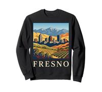 Fresno California Skyline Valley Farms Mountain City Art Sweatshirt