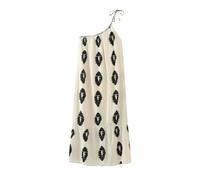 2023 Autumn Line Women's Fashion Style One Shoulder Printed Asymmetric Dress Creamy-White