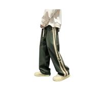 FRESQA 2023 Side Striped Corduroy Baggy Pants Men Streetwear Korean Fashion Casual Hip Hop Vintage Cargo Pants Loose Trousers Joggers Green