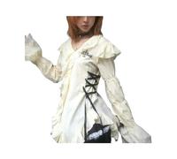FRESQA 2023 Y2k Aesthetics Lace Shirt Grunge Gothic Irregular Blouses Fairy Harajuku Bandage Shirt Vintage Lolita Clothes