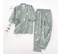 FRESQA 2PCS Japanese Lover Clothing Set Kawaii Cat Printed Kimono Yukata Steaming Wear Pajamas Man Woman Bathrobe Nightgown Japan